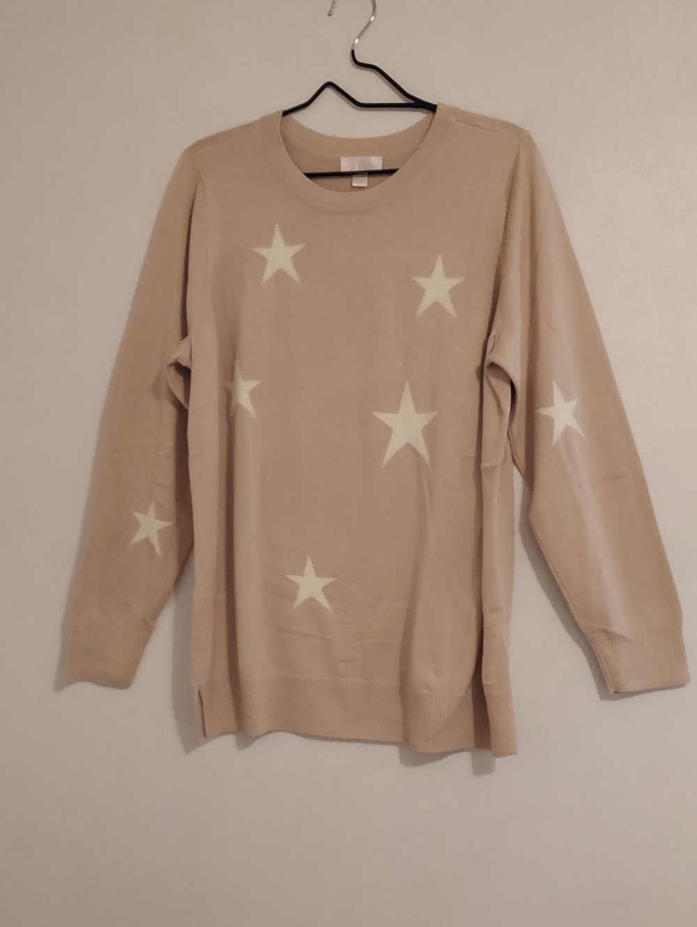 Beige Star-Print Women's Sweater